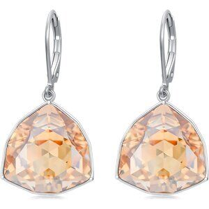 Sterling Silver Citrine Simple Geometric Birthstone Dangle Drop Earring Jewelry